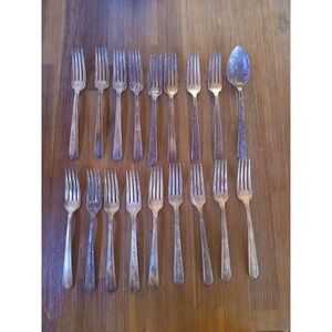 Antique 1877 N.F. CO. silver plate fork lot of 18 (17 Forks and 1 Spoon) C3